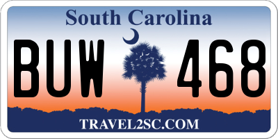SC license plate BUW468