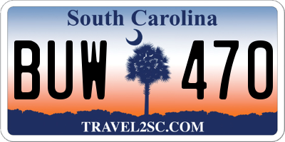 SC license plate BUW470