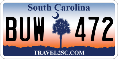 SC license plate BUW472