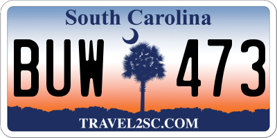 SC license plate BUW473