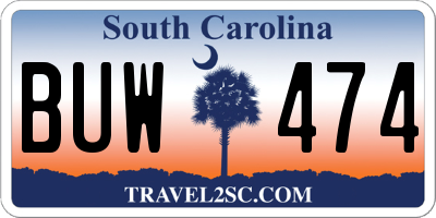 SC license plate BUW474