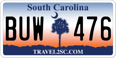 SC license plate BUW476