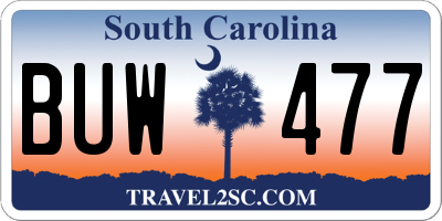 SC license plate BUW477