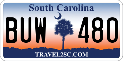 SC license plate BUW480