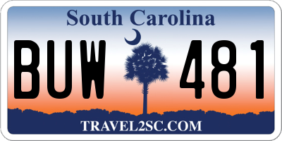 SC license plate BUW481