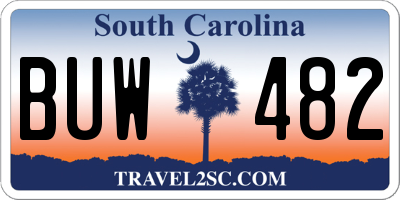 SC license plate BUW482