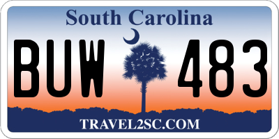 SC license plate BUW483