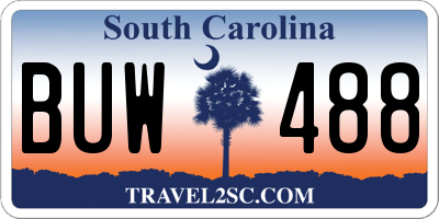 SC license plate BUW488