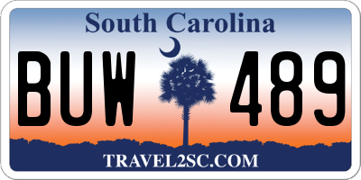 SC license plate BUW489