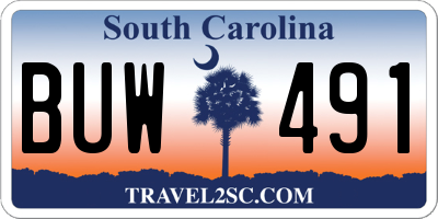 SC license plate BUW491