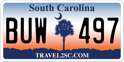 SC license plate BUW497