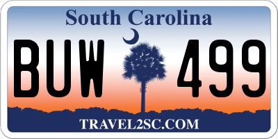 SC license plate BUW499