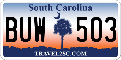SC license plate BUW503