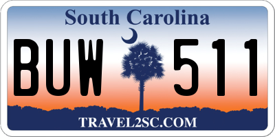 SC license plate BUW511