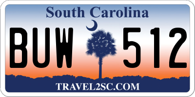 SC license plate BUW512