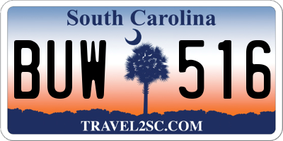 SC license plate BUW516