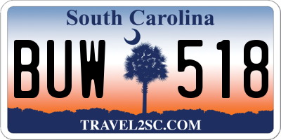 SC license plate BUW518