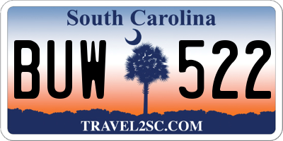 SC license plate BUW522