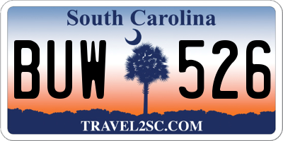 SC license plate BUW526
