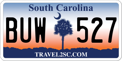 SC license plate BUW527