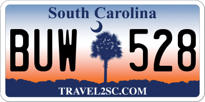 SC license plate BUW528
