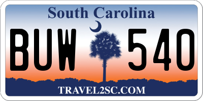 SC license plate BUW540