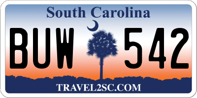 SC license plate BUW542