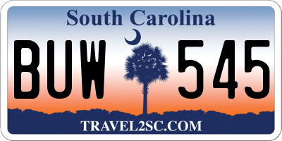 SC license plate BUW545