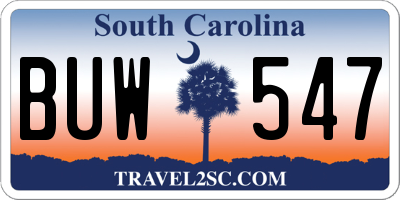 SC license plate BUW547