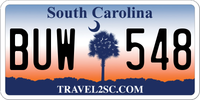 SC license plate BUW548