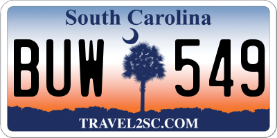SC license plate BUW549