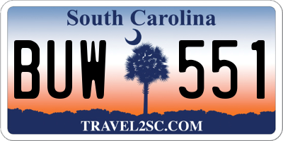 SC license plate BUW551