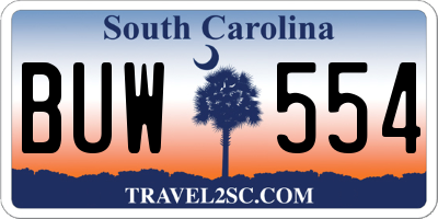 SC license plate BUW554