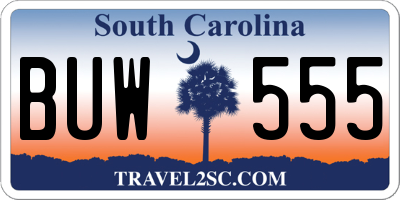 SC license plate BUW555