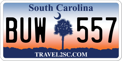 SC license plate BUW557