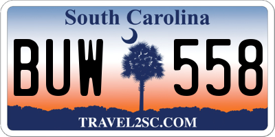SC license plate BUW558