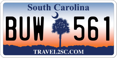SC license plate BUW561
