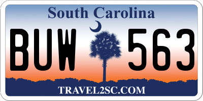 SC license plate BUW563