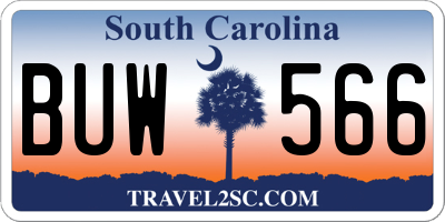 SC license plate BUW566