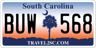 SC license plate BUW568
