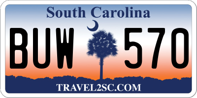 SC license plate BUW570