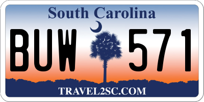 SC license plate BUW571
