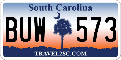 SC license plate BUW573