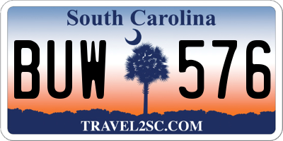 SC license plate BUW576