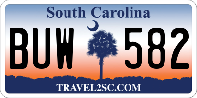 SC license plate BUW582