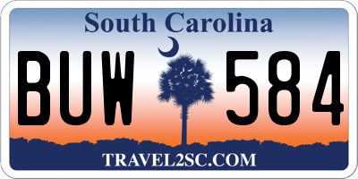 SC license plate BUW584