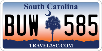 SC license plate BUW585