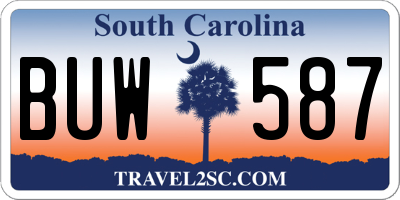 SC license plate BUW587