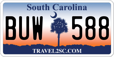 SC license plate BUW588