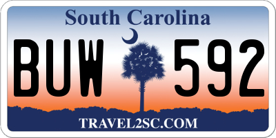 SC license plate BUW592